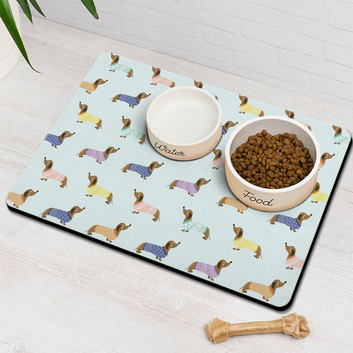 Fall Pumpkin Dog Food & Water Mat, Paw Prints Autumn Pet Feeding Mat for Floor Non-Slip Waterproof, Super Absorbent Cat Bowl Mat, Easy to Clean Eco-Friendly Durable Pet Placemat,12" × 20"
