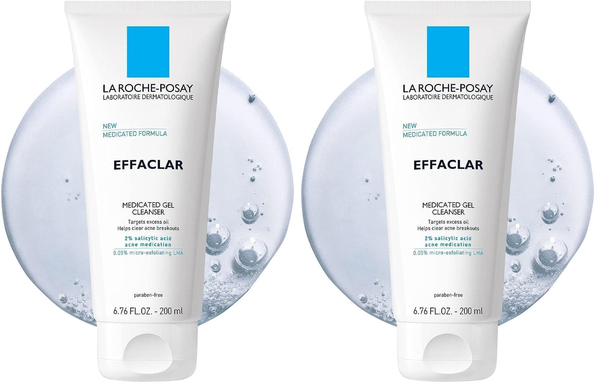 La Roche-Posay Effaclar Medicated Gel Cleanser, 2% Salicylic Acid Cleanser + LHA + Glycerin, Foaming Acne Face Wash, Helps Clear & Prevent Acne Breakouts, Oil Free, Targets Excess Oil