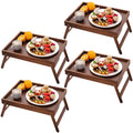 Fibogollo 2 Pack Bamboo Bed Tray Table with Folding Legs,Breakfast Trays,Serving Tray for Food and Snack,Laptop Trays for Working(Natural)
