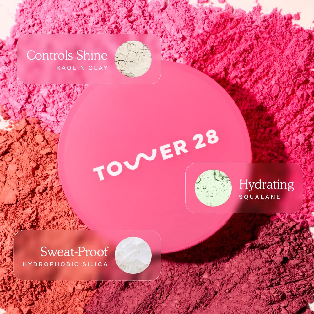 Tower 28 GetSet Matte Powder Blush for Cheeks - 12-Hour Setting Blush Powder for Smooth, Blurred Skin - Talc-Free, Sweat-Proof Face Blushes - Makeup for Sensitive Skin - Samo Spritzer (1.13 oz)