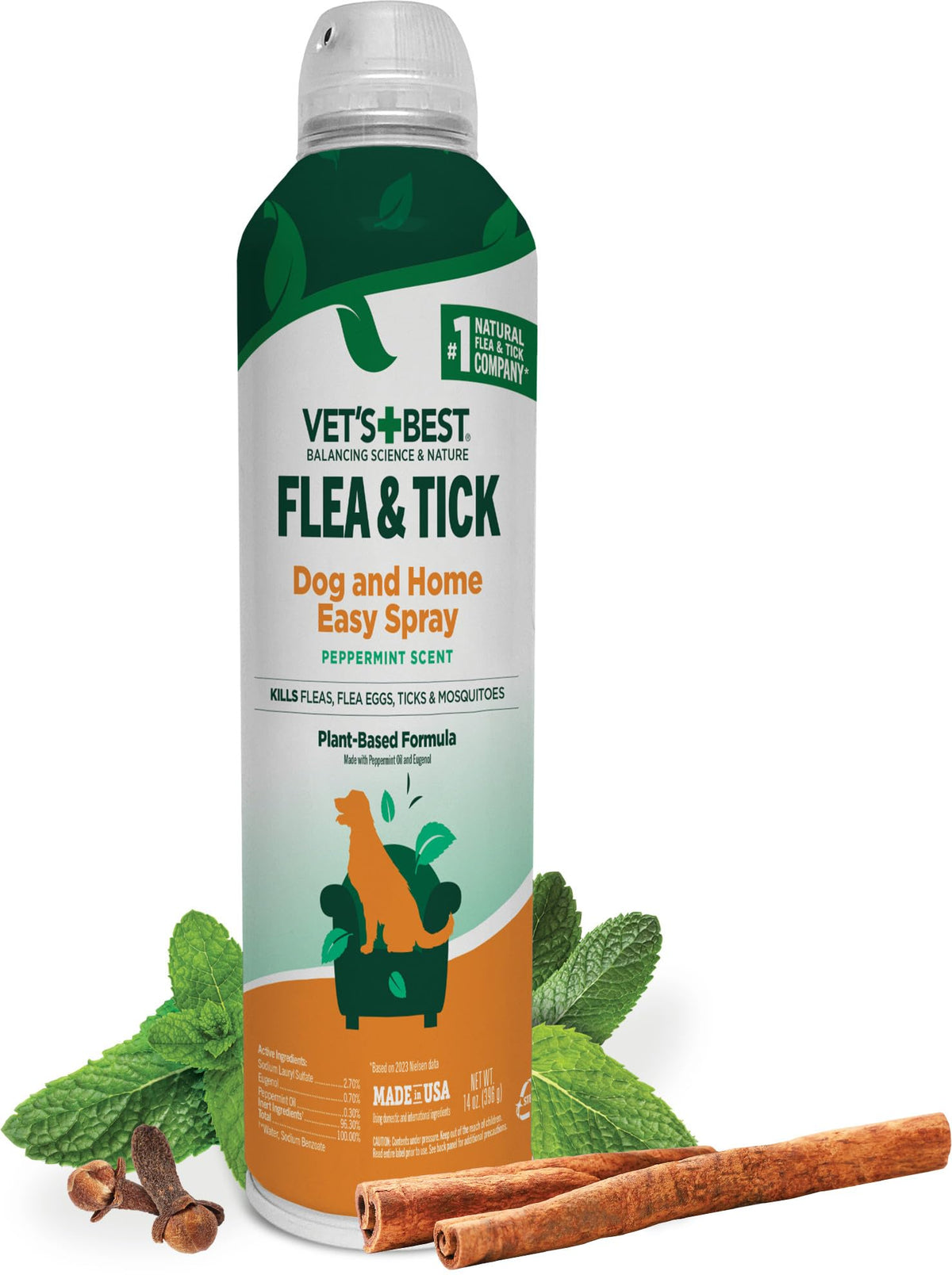 Vet’s Best Flea & Tick Home Spray for Dogs – Plant-Based Flea and Tick Treatment with Cotton Spice Scent – Indoor Flea Spray for Dogs – Made in USA Flea Control for Home Use – 32 oz
