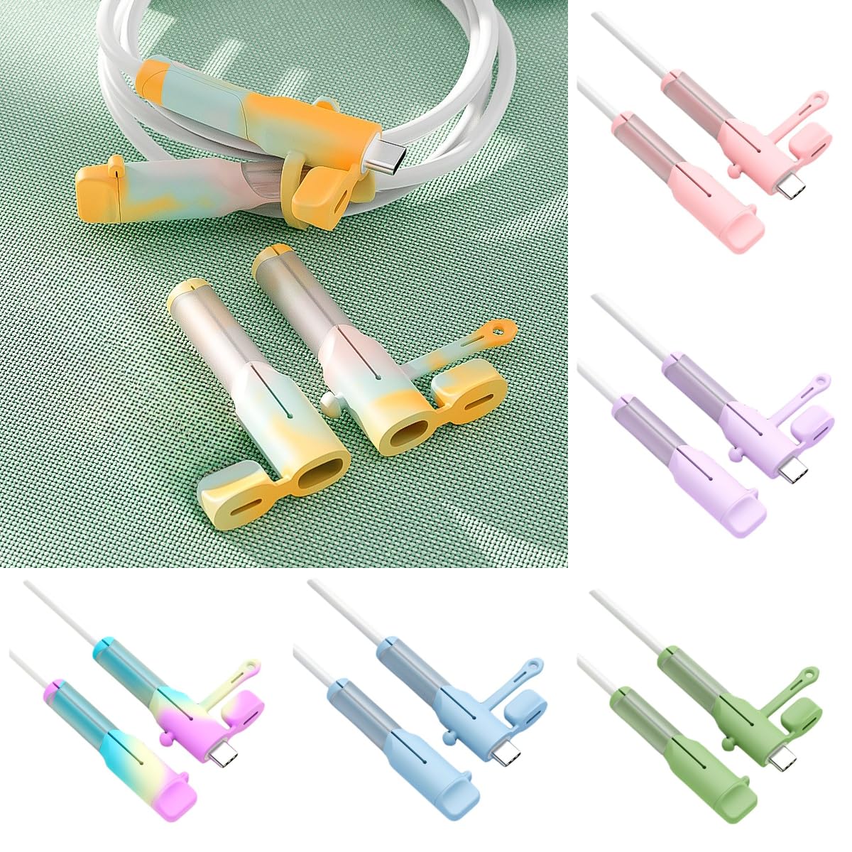 Silicone Charging Cable Protector Compatible with Lightning/Type-C/USB A