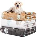 Rezutan 1 Pack 3 Blankets for Dogs, Dog Blanket for Large & Medium Pet Cat, Premium Soft Fluffy Suitable for Dog Kennels & Beds, Sofas, Gifts Puppy Essentials, 41x31inch, Gray/Blue/Beige