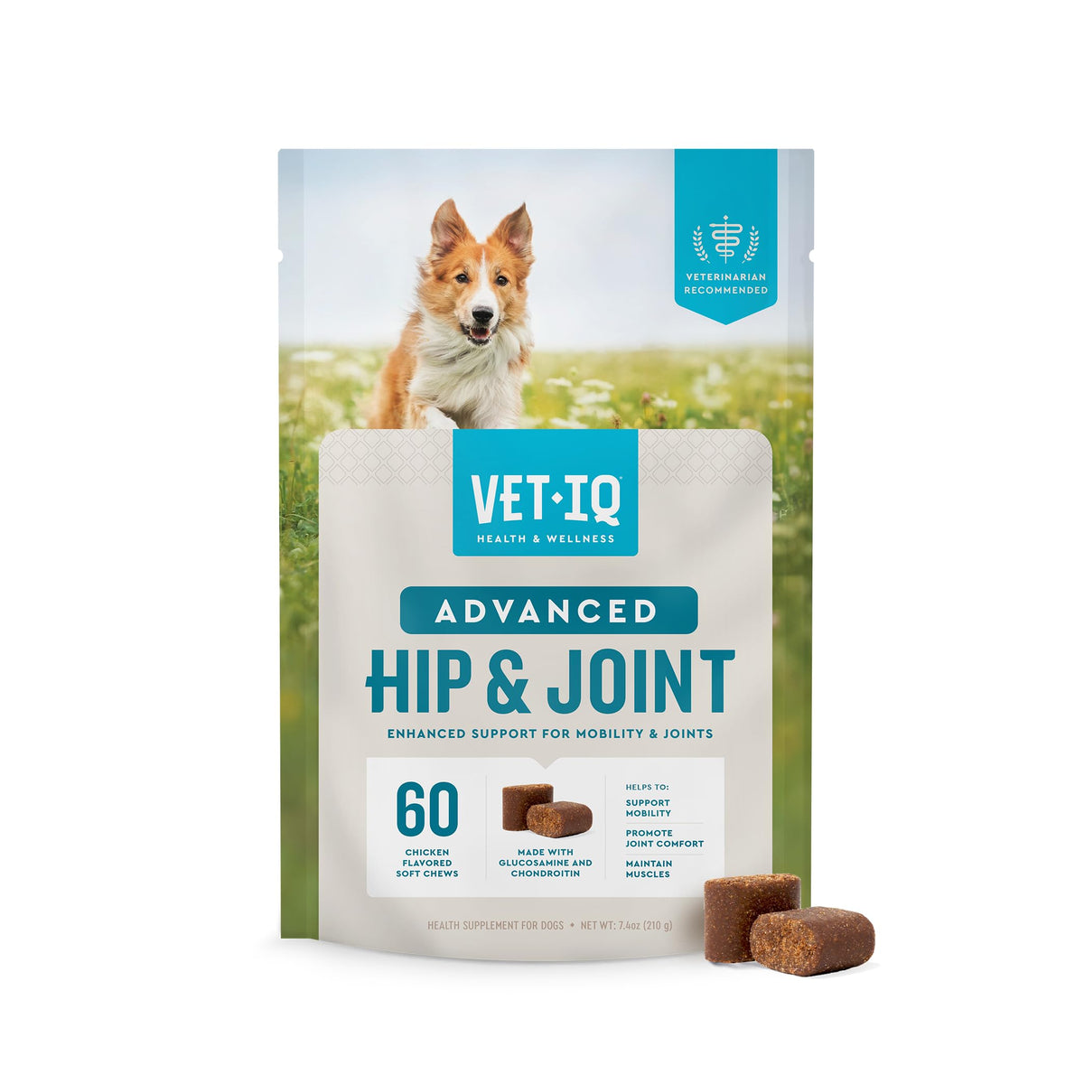 VetIQ Hip & Joint Supplement for Cats, Chicken Flavored Joint Health Supplement with Glucosamine and Green Lipped Mussel for Mobility and Arthritis Support, 3.7oz
