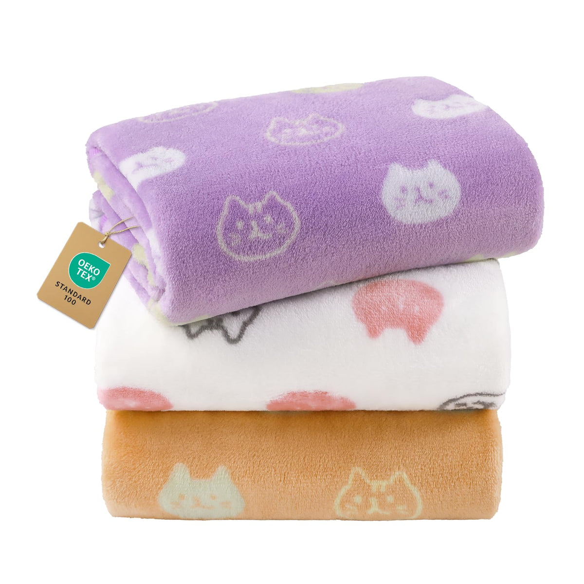 Luciphia 3 Pack Cute Cat Blankets Cozy Small Throw for Pet Puppy,23"x16"