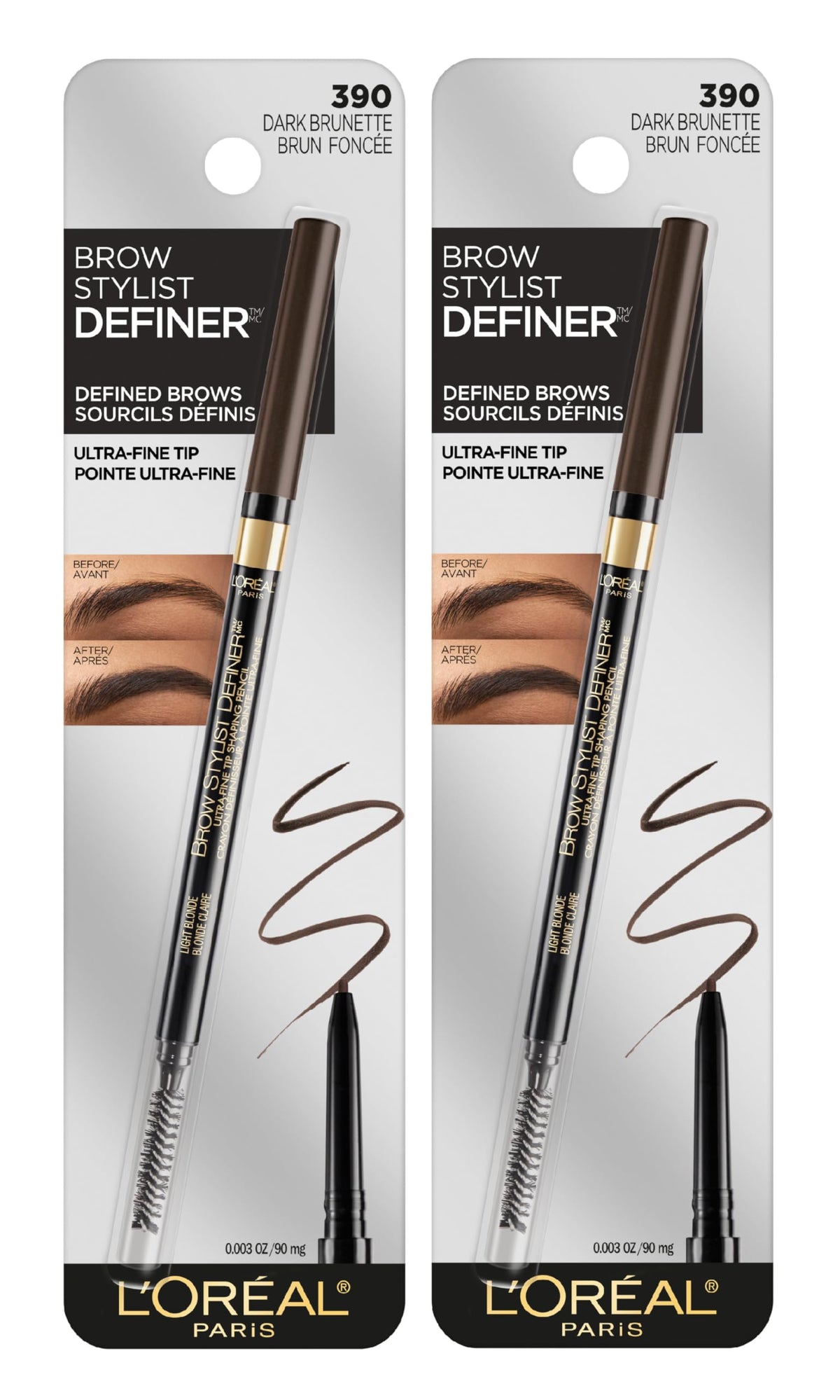 L'Oreal Paris Makeup Brow Stylist Definer Waterproof Eyebrow Pencil, Ultra-Fine Mechanical Pencil, Draws Tiny Brow Hairs and Fills in Sparse Areas and Gaps, Brunette, 0.003 Ounce (1 Count)