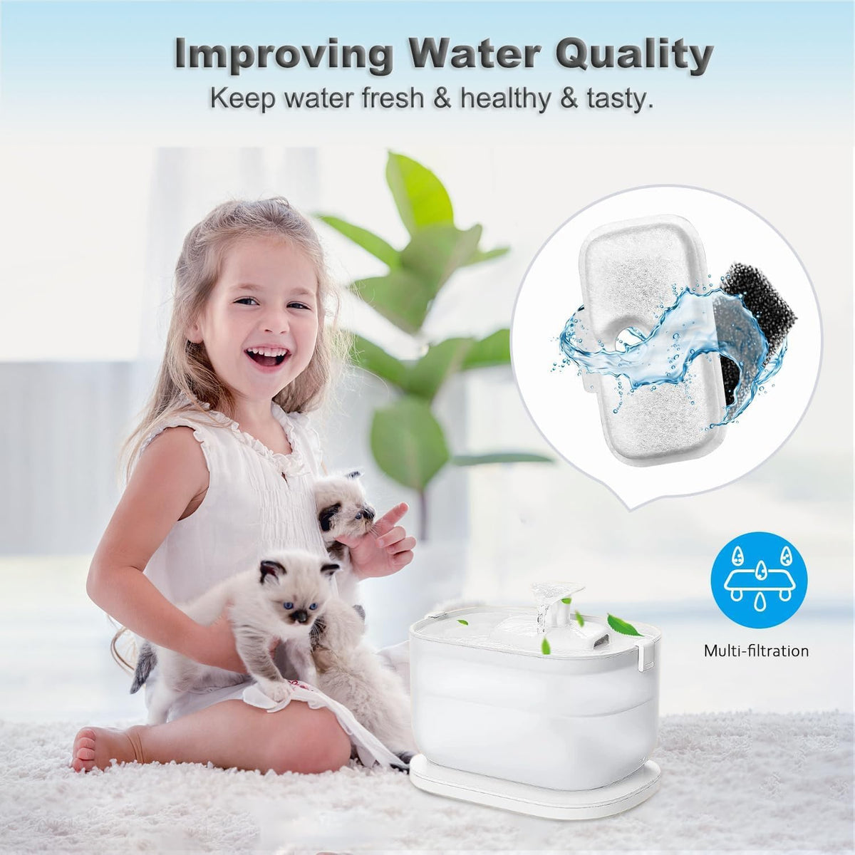 16 Pack Cat Water Fountain Replacement Filter for Petlibro Dockstream Cat Water Fountain(PLWF005/PLWF115/PLWF105, Pet Water Fountain Filter with Replacement Pre-Filter Pump Sponges(16+16)