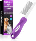 Poodle Pet Detangling Pet Comb with Long & Short Stainless Steel Teeth for Removing Matted Fur, Knots & Tangles – Detangler Tool Accessories for Safe & Gentle DIY Dog & Cat Grooming