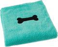 Bone Dry Pet Grooming Towel Collection Absorbent Microfiber X-Large, 41x23.5", Embroidered Gray