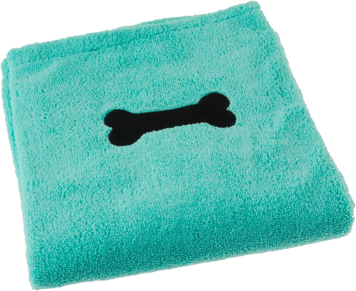 Bone Dry Pet Grooming Towel Collection Absorbent Microfiber X-Large, 41x23.5", Embroidered Gray