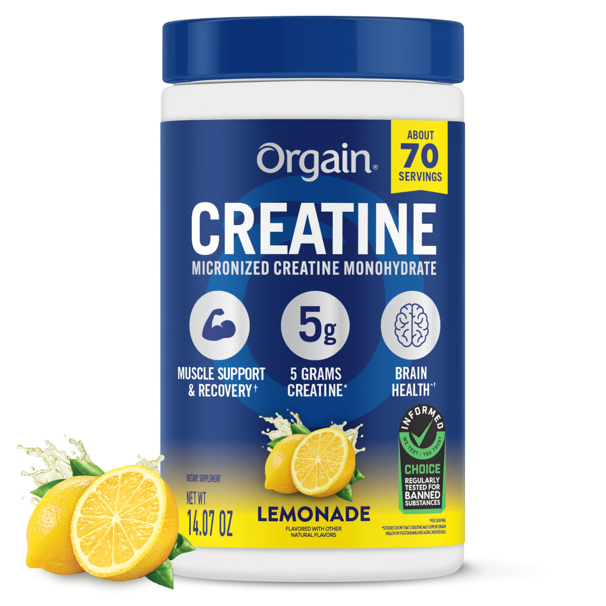 Orgain 5g Creatine Monohydrate Micronized Powder, Unflavored, 100 Servings