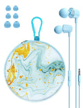 Teens Wired Earbuds with Case, 3.5mm Headphones for School,Berry Bows