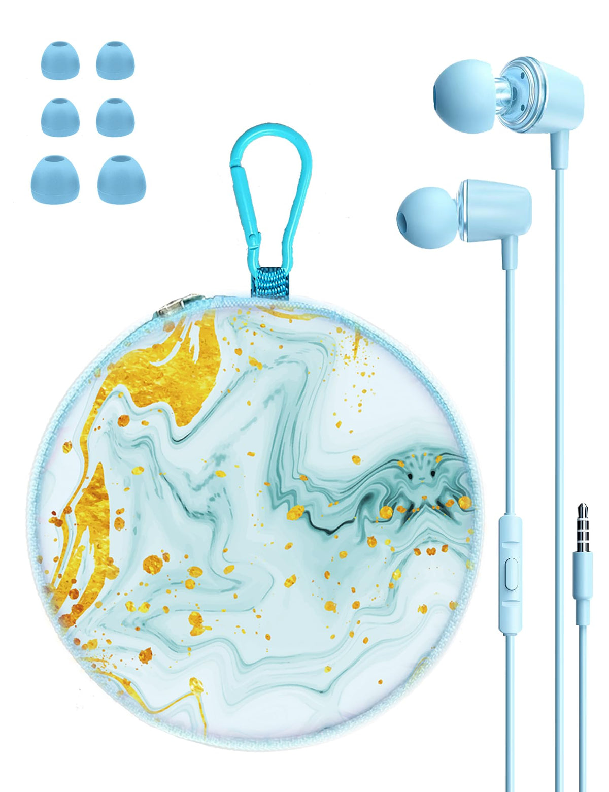 Teens Wired Earbuds with Case, 3.5mm Headphones for School,Berry Bows