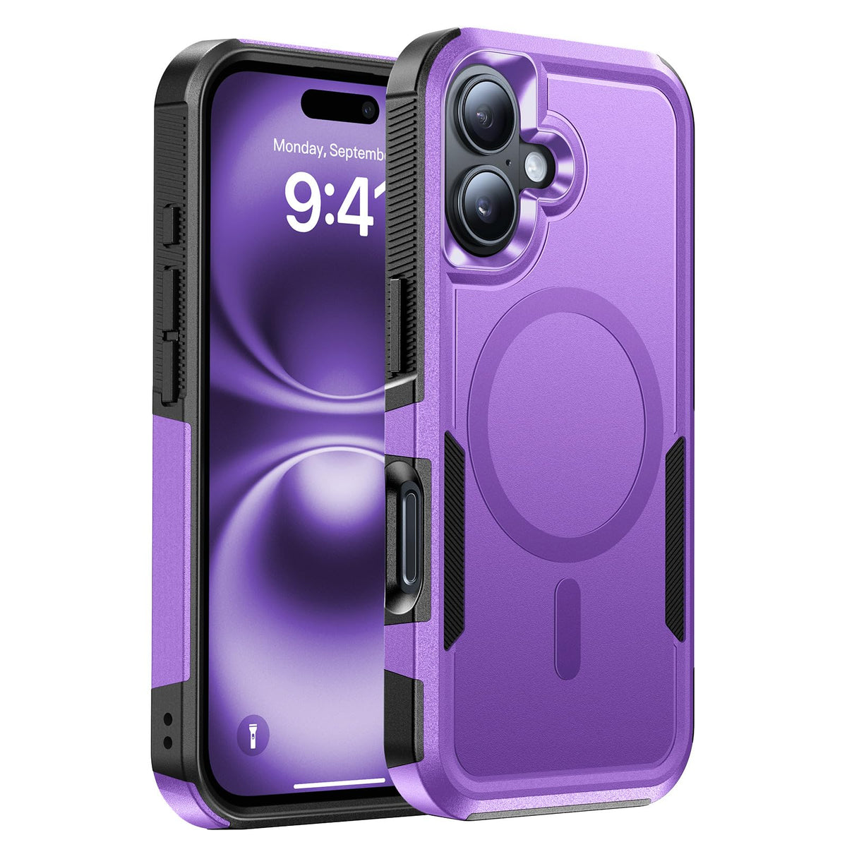 Magnetic for iPhone 16 Case Rugged Dual-Layer Shockproof Black
