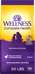 Wellness Complete Health Adult Dry Dog Food, Wholesome Grain Kibble, Natural, Chicken and Oatmeal Recipe, 30 lb Bag