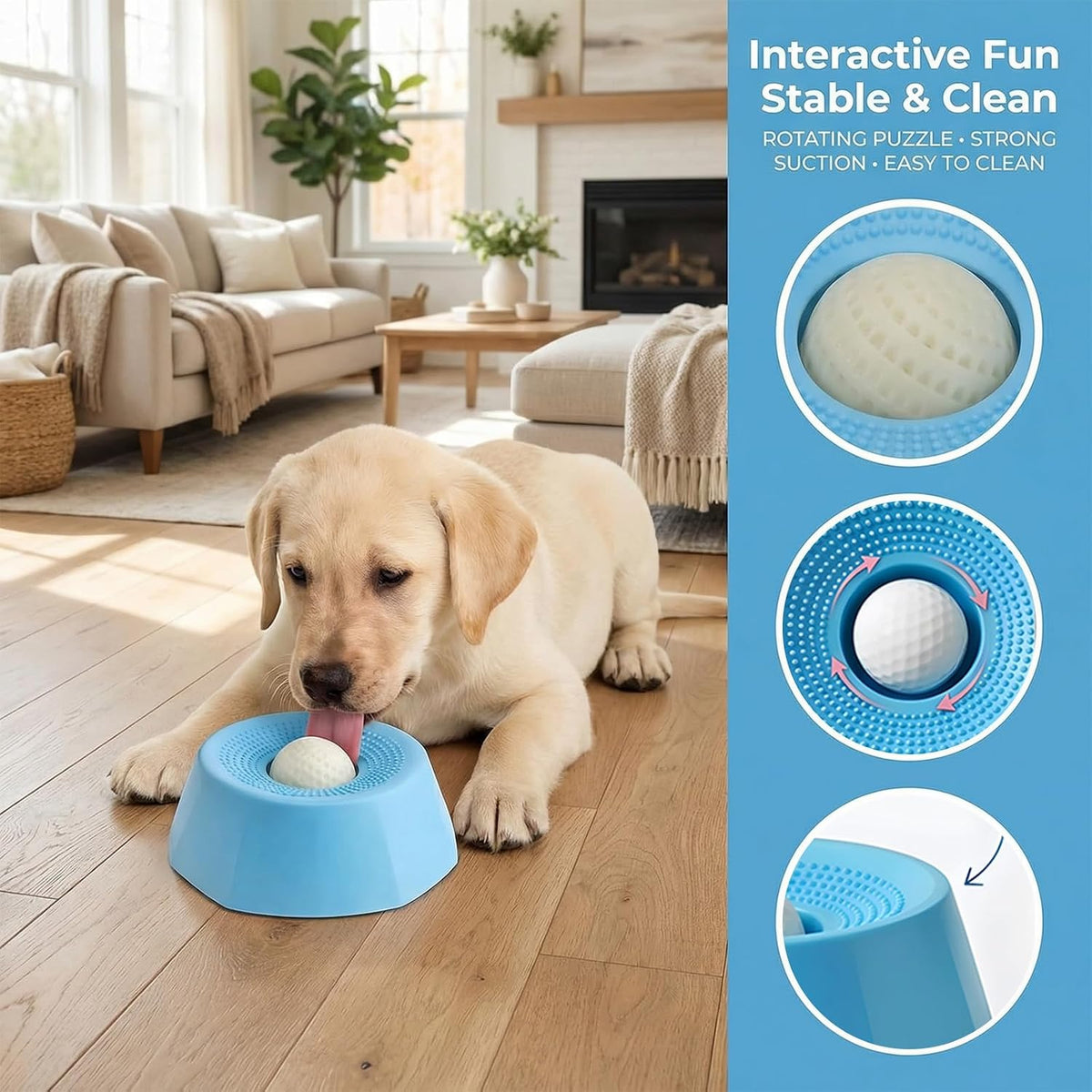 Dog Licking Bowl with Rolling Ball,Dog Lick Bowl for Dogs&Cats,Slow Feeder Dog Bowl with Strong Suction Base for Wet Food,Yogurt,Bone Broth&Liquid Treats