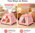 Pink Princess Cat Bed Dog Tent, Indoor House for Small Puppies and Kittens | Portable Pet Teepee Bunny Nest Foldable Cozy Cave Hideaway Washable Cushion Reversible Mat Home Use, 15.7 x 15.7 x 14.6 in