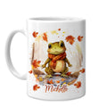Hyturtle Fall Cat Maple Leaves Coffee Mug with Spoon Gifts on Birthday