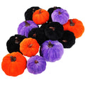 Winlyn 16 Pcs Assorted Small Faux Rustic Harvest Velvet Pumpkins Decorative Rust Orange Gold Olive Gray Fabric Pumpkins Foam Pumpkins Farmhouse Fall Thanksgiving Halloween Table Centerpiece Decor