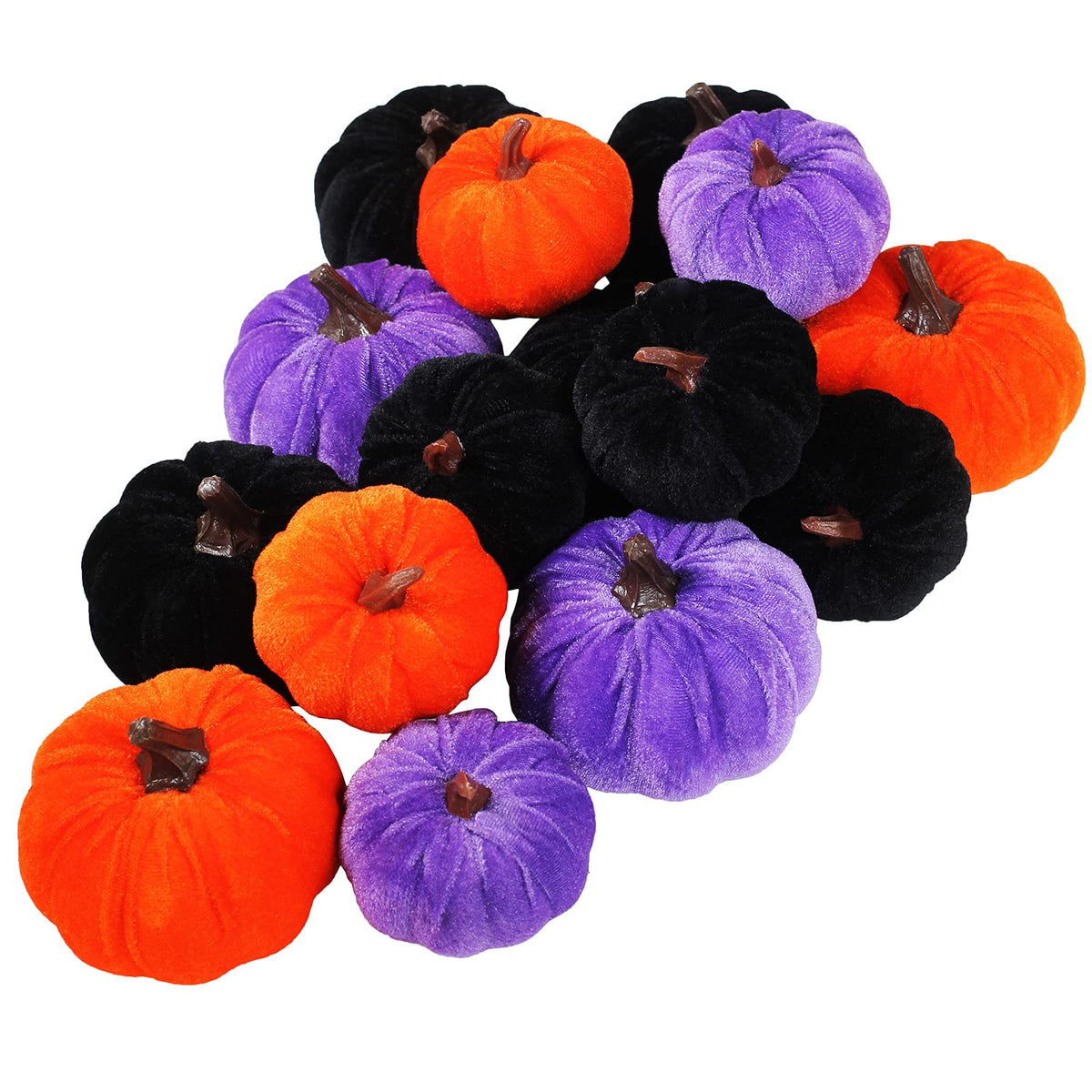 Winlyn 16 Pcs Assorted Small Faux Rustic Harvest Velvet Pumpkins Decorative Rust Orange Gold Olive Gray Fabric Pumpkins Foam Pumpkins Farmhouse Fall Thanksgiving Halloween Table Centerpiece Decor