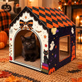 Halloween Cardboard Cat House with Scratcher Pad, 16.5 x 12.5 x 15.5 in