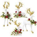 4 Pcs Christmas Reindeer Figurine Ornaments with Branch Wreath Transparent