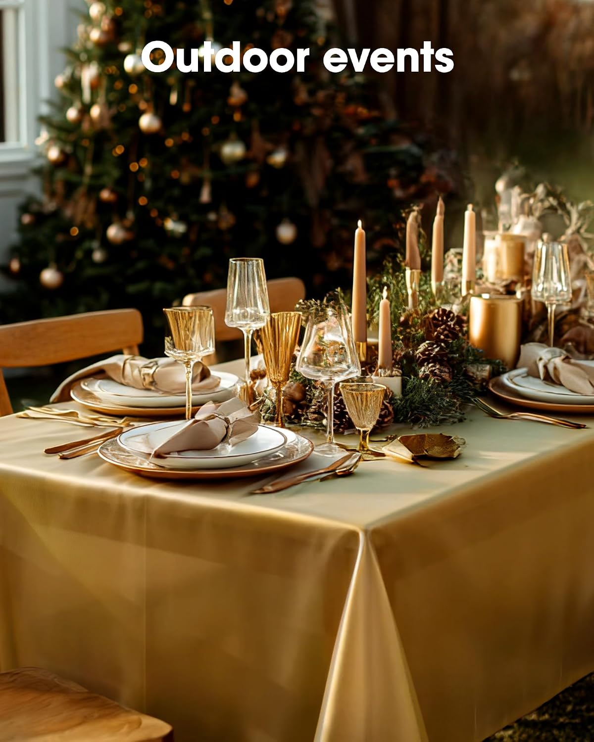 Pureegg Plastic Table Cloth Disposable 54x108 Gold 3Pack