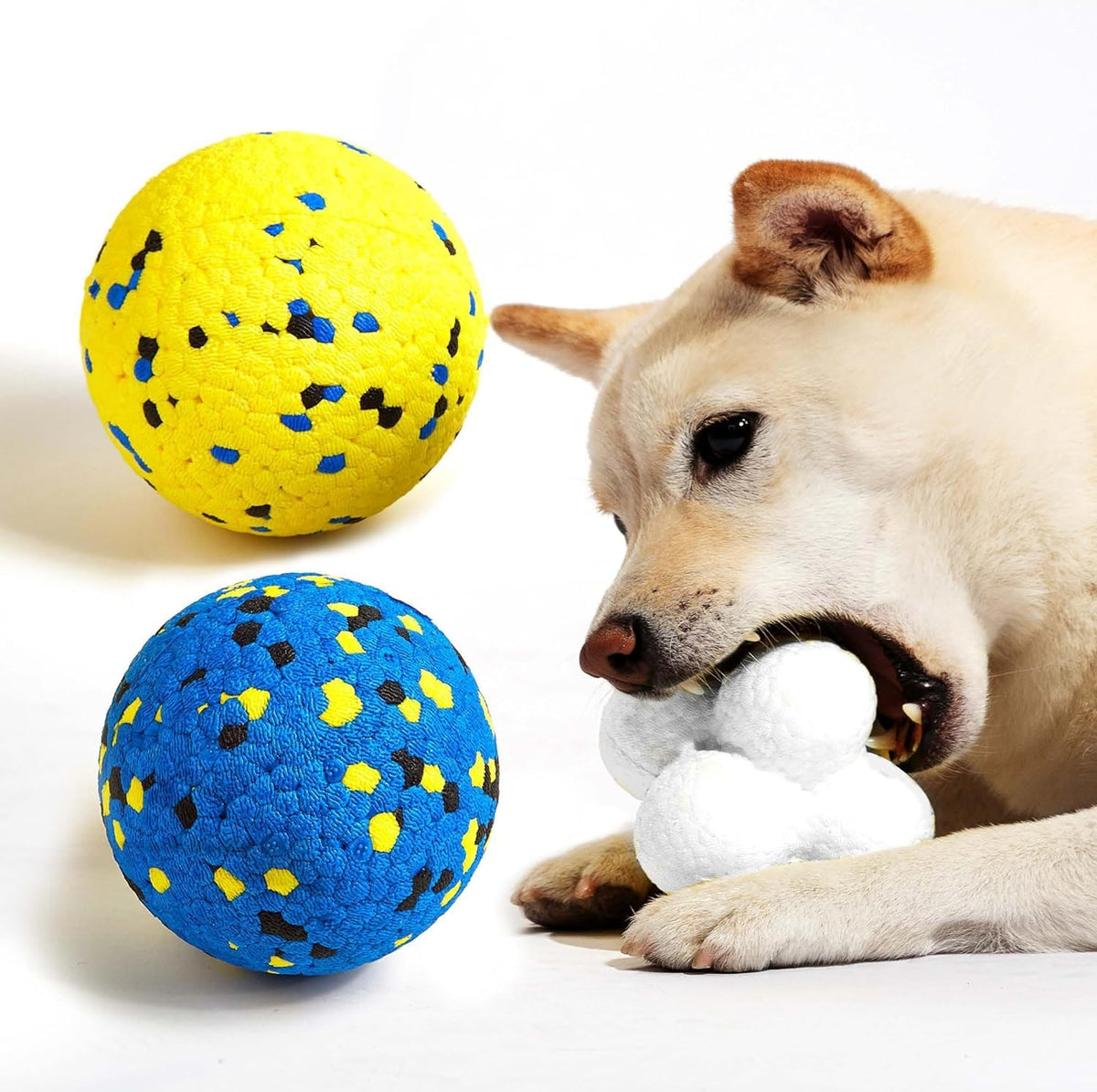 Kimee Dog Balls Tennis Ball Toys Dog Toys for Aggressive Chewers Durable Teething Chew Toys Water Toy Fetch Ball for Large Medium Small Dog and Puppies (4 Balls)