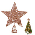 COMNICO Christmas Tree Topper Glittering Gold Hollow Small Star Mini Christmas Tree Decoration 5 Point Star Xmas Treetop Ornaments (15cm/5.9inches)