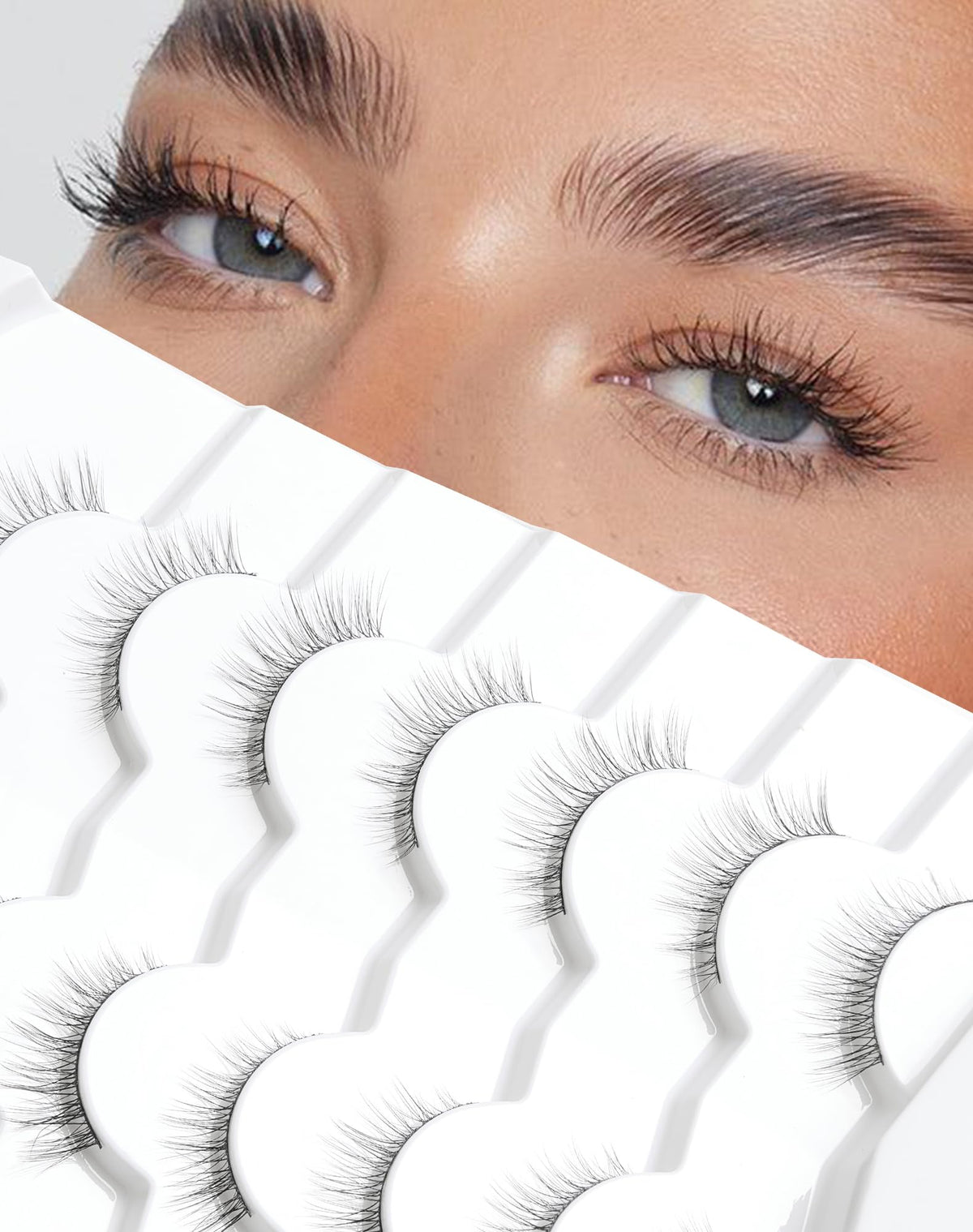 Natural Lashes That Look Like Extensions Strip Lashes Natural Look Thin Band Wispy Eyelashes 13mm Cat Eye False Eyelashes Foxy Eye Lashes 12 mm 7 Pairs S10