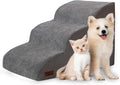Aodisman Dog Stairs for Small Dogs and Cats,3-Step Pet Ramp for Bed & Couch | 15.7" H Non-Slip Sturdy Dog Steps with Curved Ramp for Senior,Short-Legged Dogs,Puppy and Cats to Reach Sofa or Chair,Grey