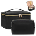 OCHEAL Makeup Bag, Portable Cosmetic Bag, Large Capacity Travel Makeup Case Organizer, Black For Women Toiletry Bag for Girls Traveling With Handle and Divider