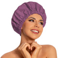 Edoneery Reusable Shower Caps for Women, Waterproof Long Hair Bonnet | Washable Design, Wide Elastic Band, Large Fit, Holds Long Hair, Braids Friendly, Bath Accessories, Spa, Travel