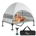 Upgraded Elevated Dog Bed with Canopy, Portable Raised Outdoor Dog Bed with Stable Anti-Slip Feet, Wider Shade Pet Bed Cot, Raised Dog Beds for Large Dogs Camping, Indoor & Outdoor Use