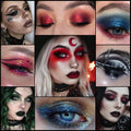 DE'LANCI Red Black Goth Eyeshadow Palette, Red Eyeshadow Goth Makeup Palette, Gray Silver Shimmer Glitter Eye shadow Pallet, Burgundy Eye Shadow for Vampire Clown Halloween Makeup,High Pigment,Vegan