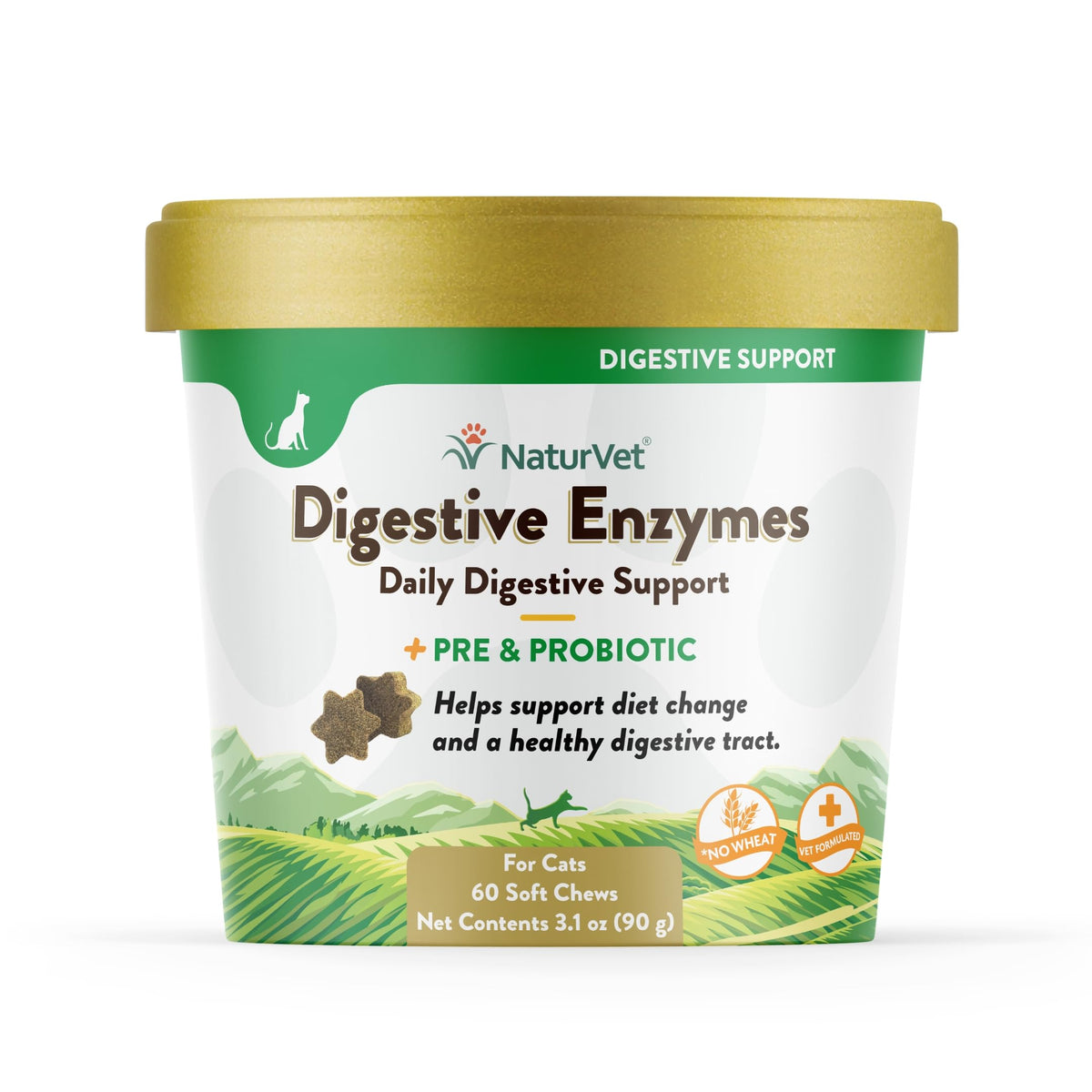 NaturVet – Digestive Enzymes - Plus Probiotics & Prebiotics – Helps Support Diet Change & A Healthy Digestive Tract – for Dogs & Cats (Soft Chews, 120 Count)