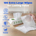 Best Pet Supplies 8" x 9" Large Unscented Dog Wipes - Cleaning and Deodorizing for Paws and Coat - Gentle Formula with Aloe Vera Vitamin E for Puppies and Cats - 100 Count