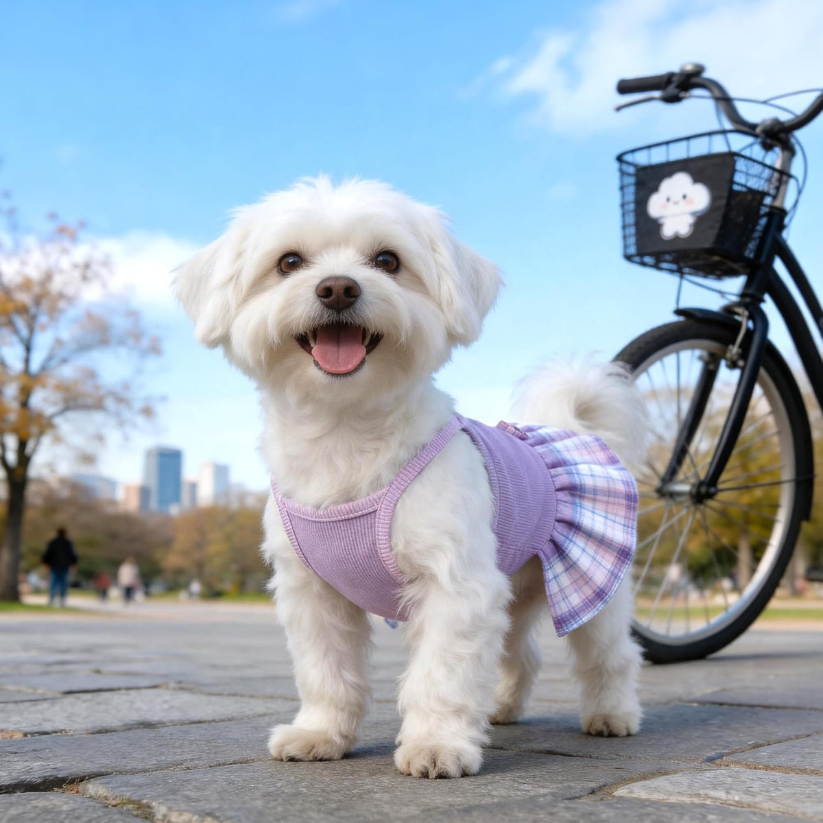YUDODO Pet Dog Dress for Small Dogs Girl, Pet Summer Clothes with Bowtie | Soft, Stretchy, Breathable, Sleeveless, Cute Princess Pet Dress, For Yorkie Chihuahua Maltese, Purple, S