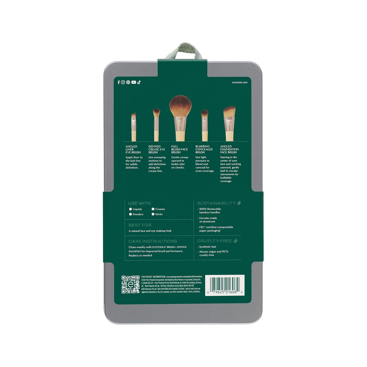 EcoTools 6-Piece Start the Day Beautifully Makeup Brush Set, Makeup Brushes For Eyeshadow, Blush, Concealer, & Foundation Application, Eco-Friendly, Gift Set, Synthetic Hair, Vegan & Cruelty-Free