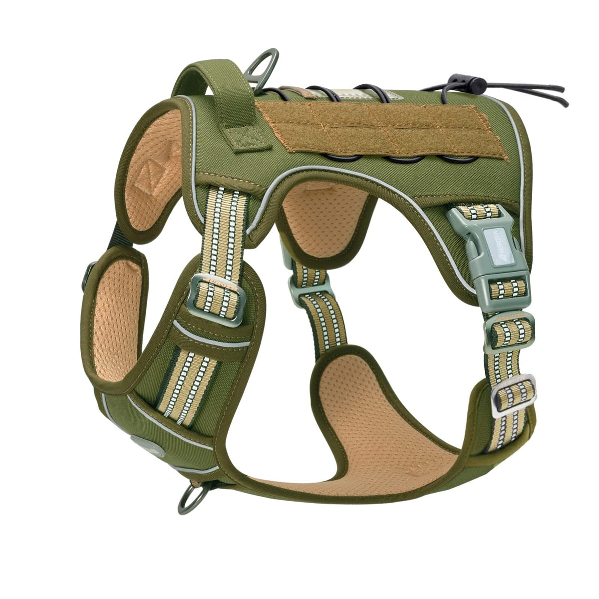Auroth Tactical Dog Harness for Large Dogs No Pull Adjustable Pet Harness Reflective K9 Working Training Easy Control Pet Vest Military Service Dog Harnesses Army Yellow L