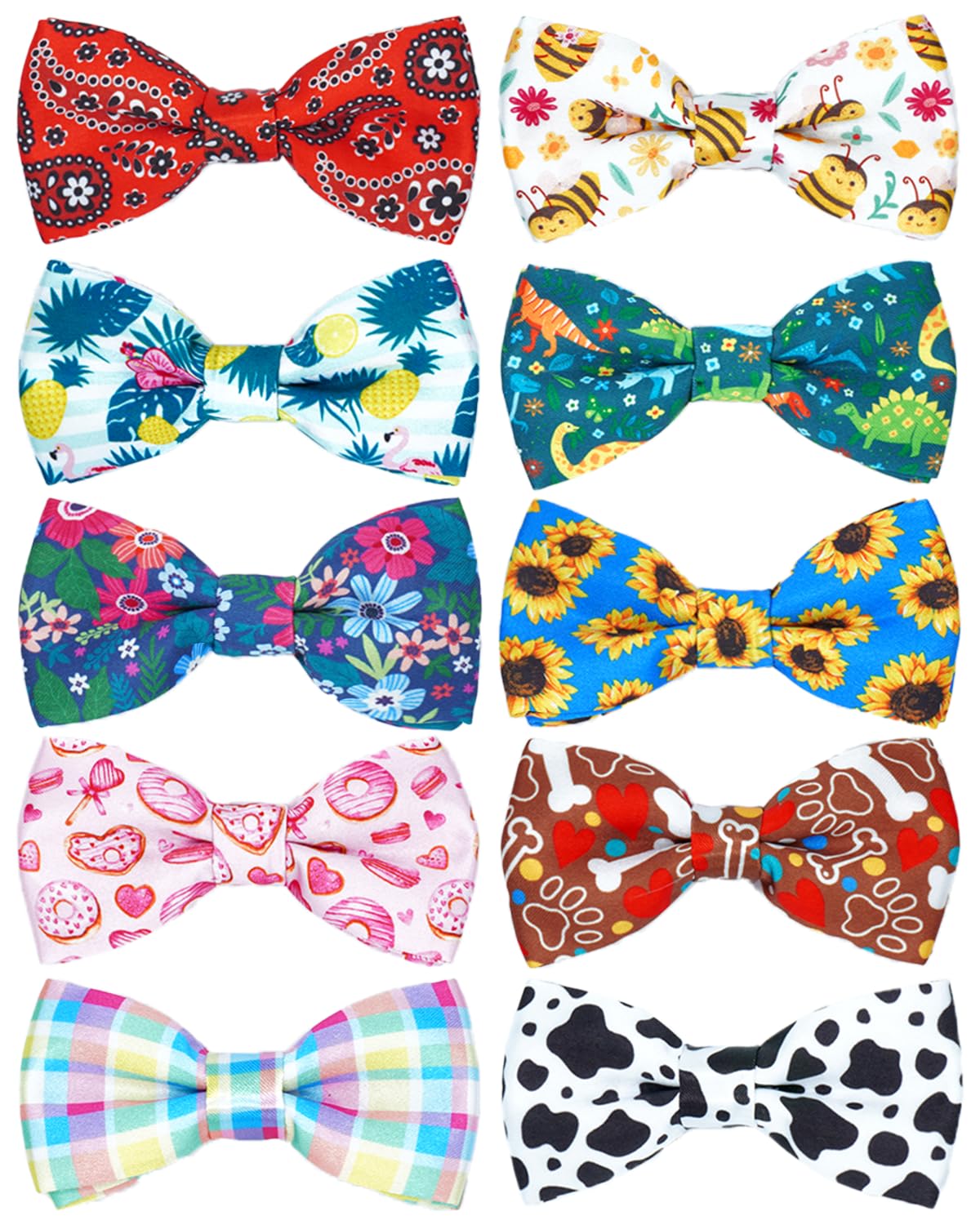 PET SHOW 10 Pack Fall Dog Bowties for Large Dogs Sliding on Collar