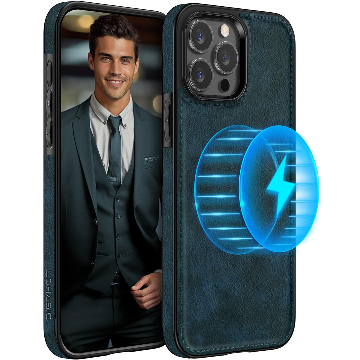 LOHASIC for iPhone 17 Leather Case, Magnetic Phone Case 6.3", Vintage Brown