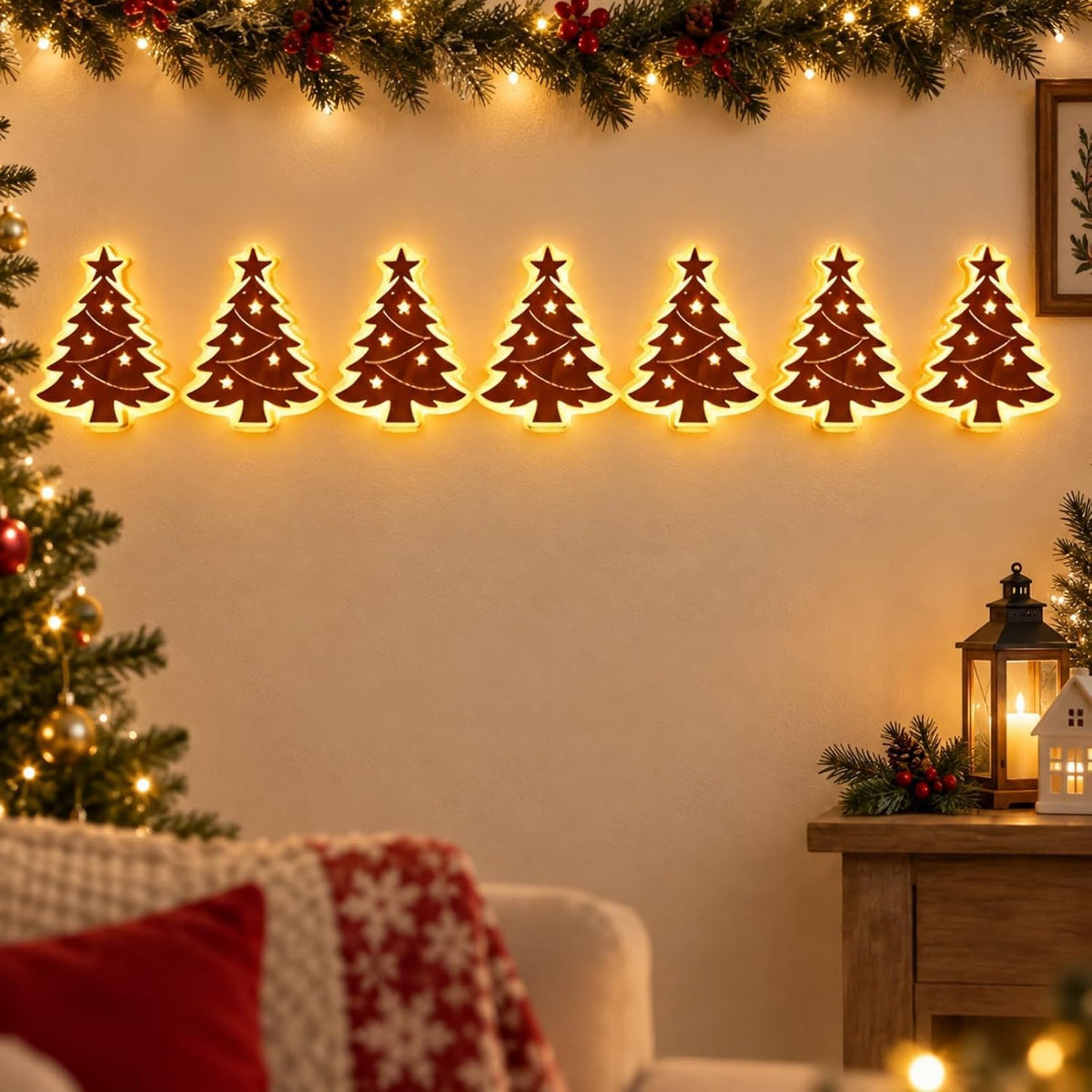 LED Reindeer Wall Decorations,3D Wooden Christmas Lighting Decor