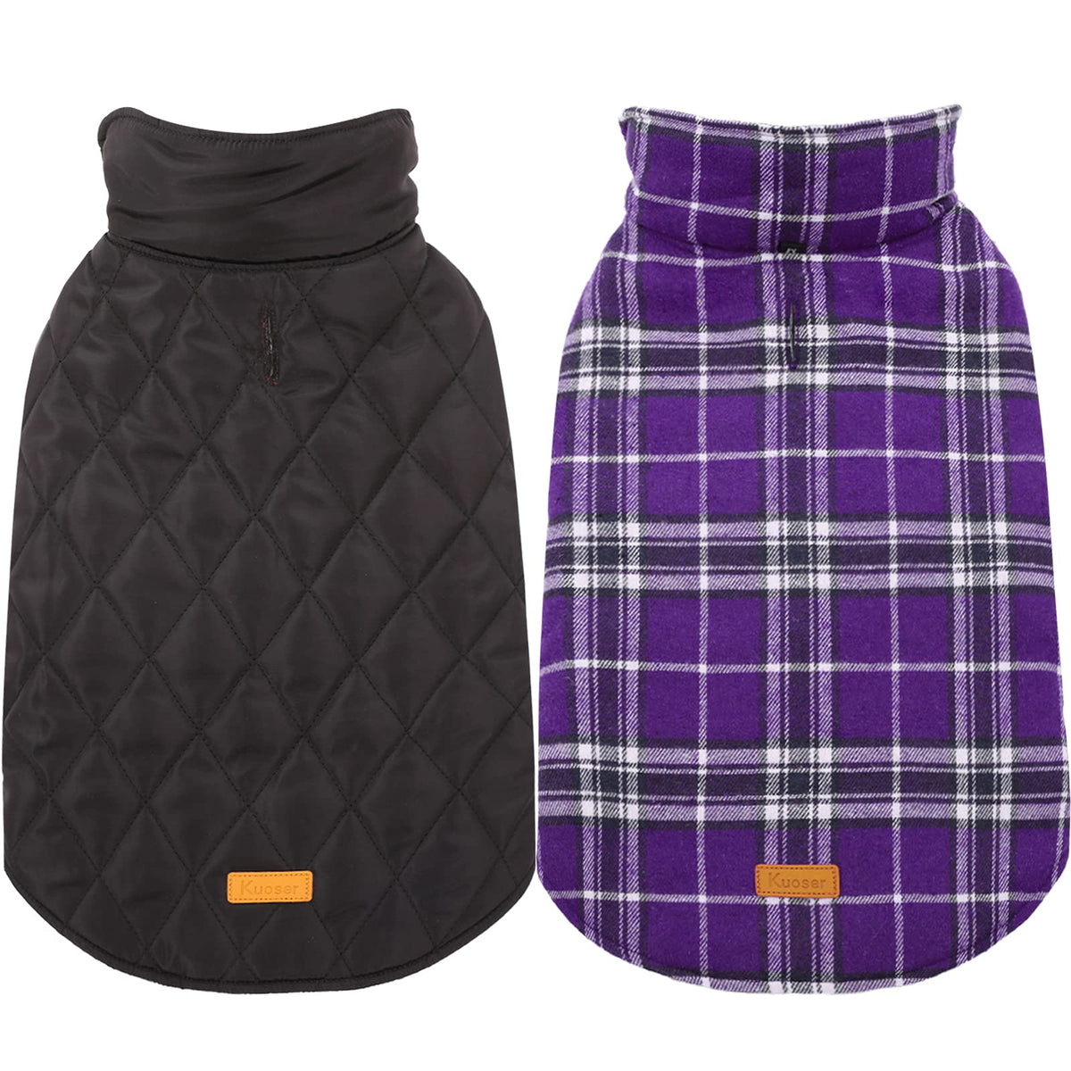 Kuoser Waterproof Dog Coat, Warm Reversible Dog Jacket with Leash Hole