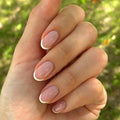 Stilettos Press on Nails White French Tip False Nails Glossy Extra Long Natural Glue on Nail Reusable Artificial Acrylic Stick on Nail for Women