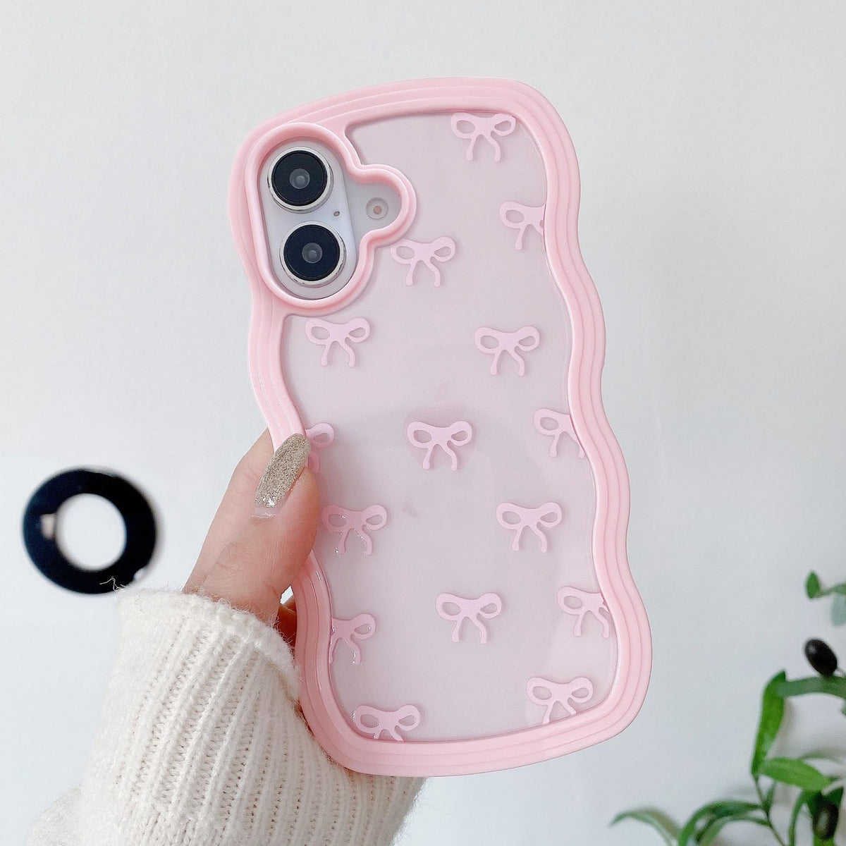 QLTYPRI Bow Case for iPhone 13/iPhone 14 Wavy Fame, Pink