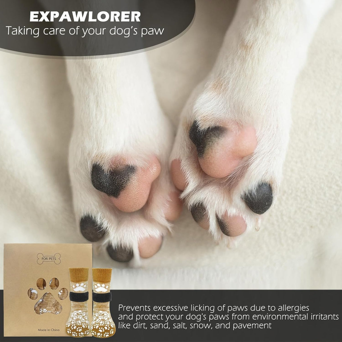 Anti Slip Dog Socks to Prevent Licking Paws, Dog Shoes for Hot Pavement, Dog Booties for Small Medium Large Senior Dogs, Traction Control Boots & Paw Protectors for Hardwood Floors