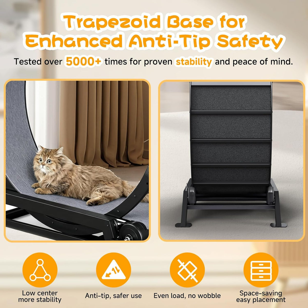 GTPLAYER Cat Wheels, 40" Diameter, Large Cat Exercise Wheel for Indoor Cats cat Treadmill Metal with Detachable Carpet & Teaser/Stickers, Ultra-Quiet Scroll Wheel with Latch, Safe and Stable Grey