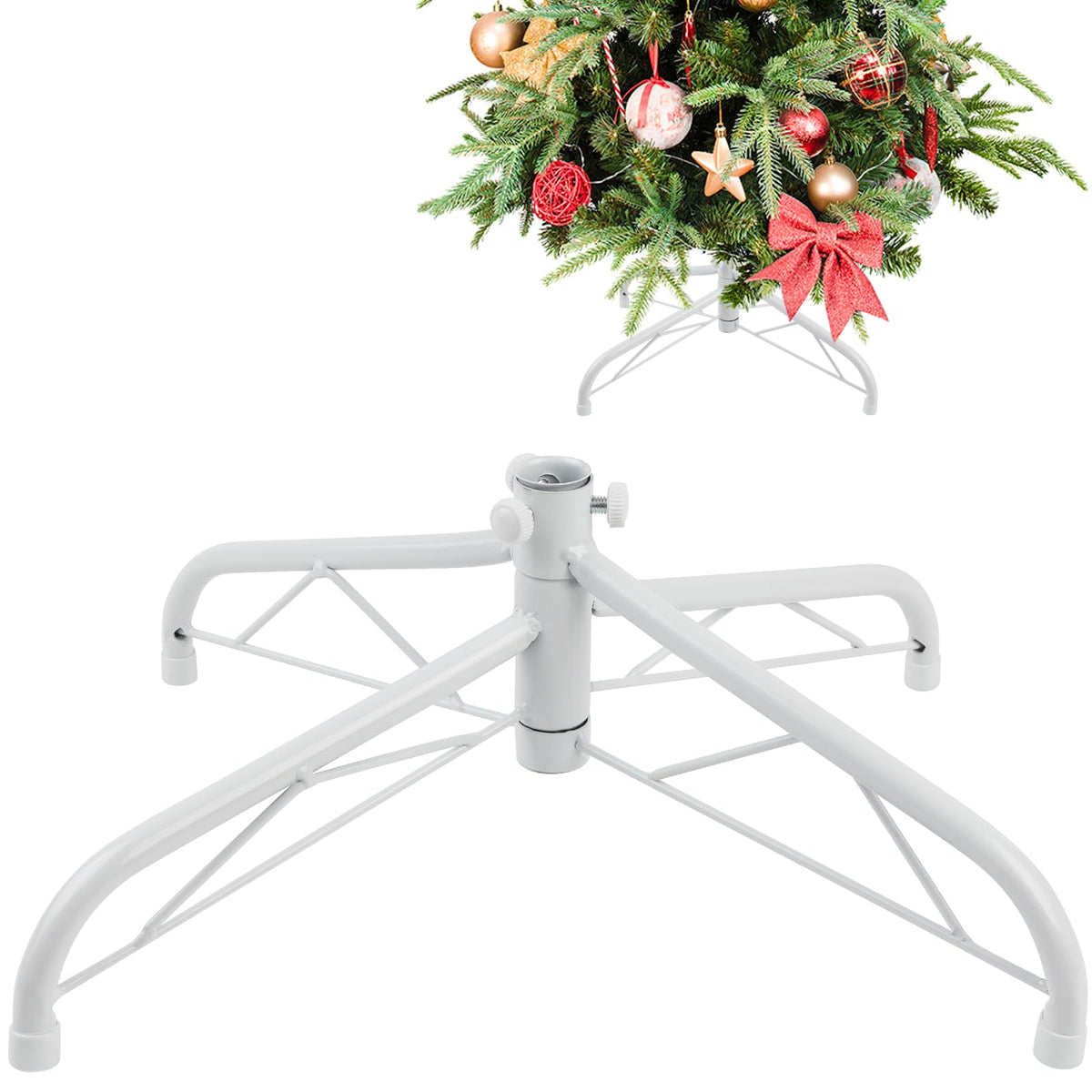 CCINEE Metal Christmas Tree Stand, Universal Folding Xmas Tree Stand 11.8 Inch Replacement Tree Stand Base for 2 Ft to 5 Ft Christmas Artificial Trees Fake Tree，Green