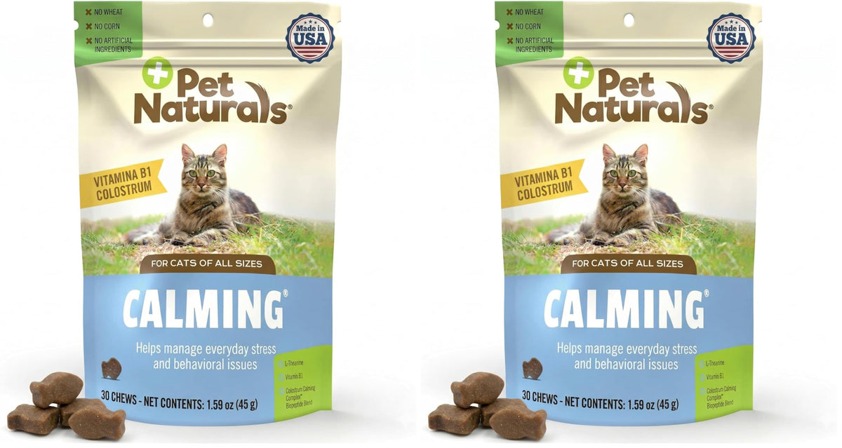 Pet Naturals Calming Chews for Cats, Anxiety Relief with Gentle Ingredients for Thunder, Fireworks, Travel, Grooming, Calming Pet Treats, Chicken Flavor, 30 Count